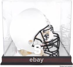 Sryacuse Orange Mahogany Base Present Logo Helmet Display Case with Mirrored Back