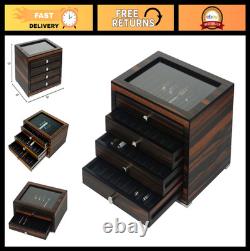 Stackable Wooden Display Case with Drawer Luxury Fountain Pen Storage Box, Ebo