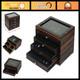Stackable Wooden Display Case with Drawer Luxury Fountain Pen Storage Box, Ebo