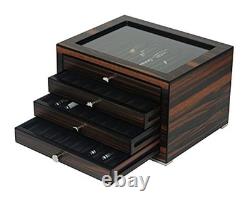 Stackable Wooden Display Case with Drawer Luxury Fountain Pen Storage Box, Ebo