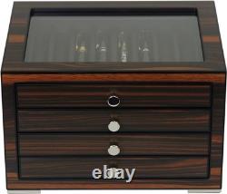 Stackable Wooden Display Case with Drawer Slot Ebony Pen Cabinet, Luxury Fou