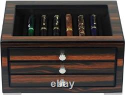 Stackable Wooden Display Case with Drawer Slot Ebony Pen Cabinet, Luxury Fou