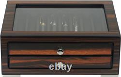 Stackable Wooden Display Case with Drawer Slot Ebony Pen Cabinet, Luxury Fou
