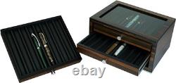 Stackable Wooden Display Case with Drawer Slot Ebony Pen Cabinet, Luxury Fou