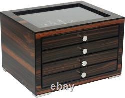 Stackable Wooden Display Case with Drawer Slot Ebony Pen Cabinet, Luxury Fou