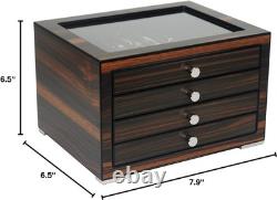 Stackable Wooden Display Case with Drawer Slot Ebony Pen Cabinet, Luxury Fou