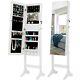 Stand Jewelry Armoire Jewelry Cabinet WithFull-Length Mirror Standing Lockable LED