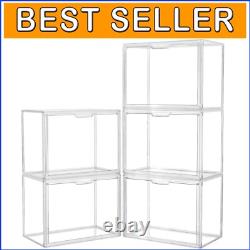 Stylish 5 Pack Acrylic Storage Boxes X-Large Stackable Cases for All Items