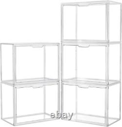 Stylish 5 Pack Acrylic Storage Boxes X-Large Stackable Cases for All Items