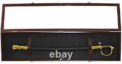 Sword Display Case Cabinet Stand Holder Rack Shadow Box Black Felt Mahogany