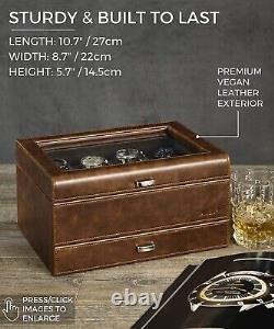 TAWBURY Men Luxury Watch Box Organizer with8 Watch Glass LID Display Storage Case