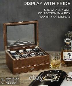 TAWBURY Men Luxury Watch Box Organizer with8 Watch Glass LID Display Storage Case