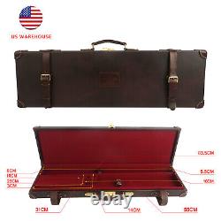 TOURBON Leather Shotgun Hard Carry Case Single Gun Storage Box Hunting Gift