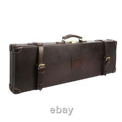 TOURBON Leather Shotgun Hard Carry Case Single Gun Storage Box Hunting Gift