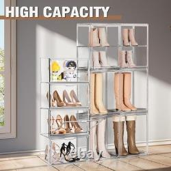 Tall Boot Storage Box 5 Pack Acrylic Display Case, Super Large Boots Shoe Box