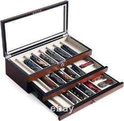 Three-Tier Knife Display Case Box with Glass Window and Walnut Finish Stores 2