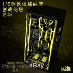 Toys Box 1/6 Iron Man Figure mk6 Gnaku 4.0 Display Case Dust proof Box LED Light