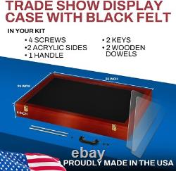 Trade Show Card Display Case 36 x 24 x 4 In PSA Slab Graded USA Cherry Wood Box