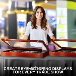Trade Show Card Display Case 36 x 24 x 4 In PSA Slab Graded USA Cherry Wood Box