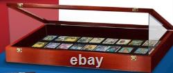 Trade Show Card Display Case 36 x 24 x 4 In PSA Slab Graded USA Cherry Wood Box