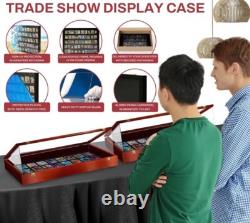 Trade Show Card Display Case 36 x 24 x 4 In PSA Slab Graded USA Cherry Wood Box