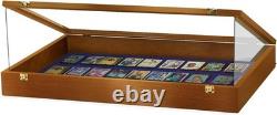 Trade Show Card Display Case PSA 36 x 24 x 4 Walnut & Blue USA Coins Wood Box