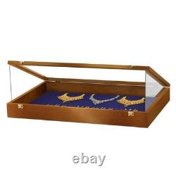 Trade Show Card Display Case PSA 36 x 24 x 4 Walnut & Blue USA Coins Wood Box
