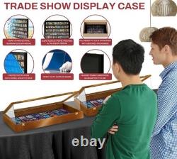 Trade Show Card Display Case PSA 36 x 24 x 4 Walnut & Blue USA Coins Wood Box