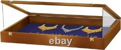 Trade Show Card Display Case PSA 36 x 24 x 4 Walnut & Blue USA Coins Wood Box
