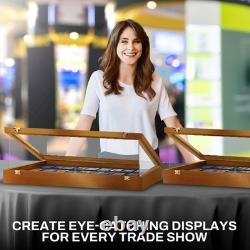 Trade Show Card Display Case PSA 36 x 24 x 4 Walnut & Blue USA Coins Wood Box