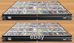 Trading Card Display Case 2 Pcs Black Aluminum 34 x 22 Pokemon TCG Sport PSA Box