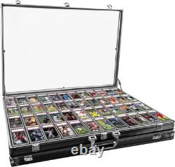 Trading Card Display Case 2 Pcs Black Aluminum 34 x 22 Pokemon TCG Sport PSA Box
