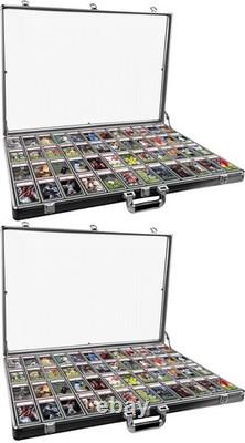 Trading Card Display Case 2 Pcs Black Aluminum 34 x 22 Pokemon TCG Sport PSA Box