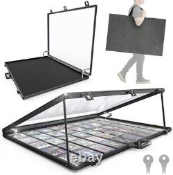 Trading Card Display Case Black Aluminum Ultra-Thin Sport PSA Slabs Box With Bag