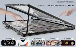 Trading Card Display Case Black Aluminum Ultra-Thin Sport PSA Slabs Box With Bag