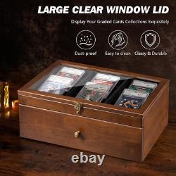 Trading Card Storage Box, Graded Card Display Case with Clear Window