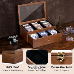 Trading Card Storage Box, Graded Card Display Case with Clear Window