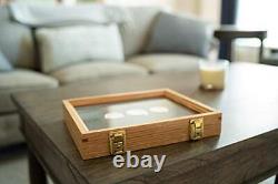 Two Timbers Extra Small Display Case with Oak Finish Handmade Wood Box with G