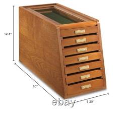 UNIQUE Wood Knife Display Case Vintage Showcase 7 Drawer Cabinet Wrist Watch Box