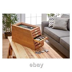 UNIQUE Wood Knife Display Case Vintage Showcase 7 Drawer Cabinet Wrist Watch Box