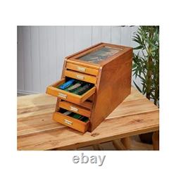 UNIQUE Wood Knife Display Case Vintage Showcase 7 Drawer Cabinet Wrist Watch Box