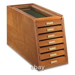 UNIQUE Wood Knife Display Case Vintage Showcase 7 Drawer Cabinet Wrist Watch Box