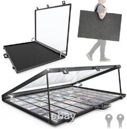 Ultra-Thin 31.4X23.6In Aluminum Card Display Case with Felt Tote Bag, Black Hi