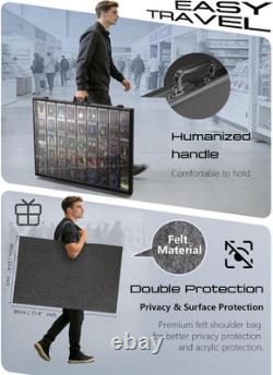 Ultra-Thin 31.4X23.6In Aluminum Card Display Case with Felt Tote Bag, Black Hi