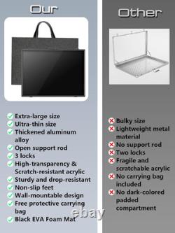 Ultra-Thin 31.4X23.6In Aluminum Card Display Case with Felt Tote Bag, Black Hi