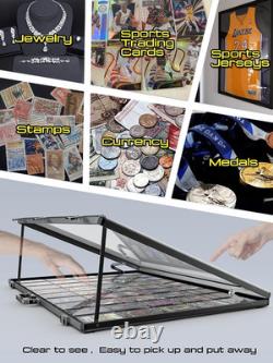 Ultra-Thin 31.4X23.6In Aluminum Card Display Case with Felt Tote Bag, Black Hi
