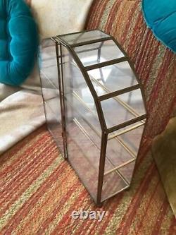 VTG Large Mirrored Glass and Brass Curio Cabinet Display Case Hollywood Regency