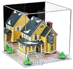 Versatile Acrylic Display-Box with Mirror, Green Risers & Clear Base (A001)