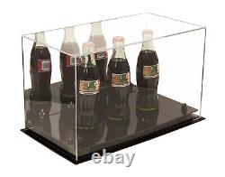 Versatile Acrylic Display Case Box with Black Risers & Mirror 15x8x9(A013)