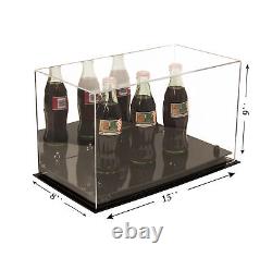 Versatile Acrylic Display Case Box with Black Risers & Mirror 15x8x9(A013)